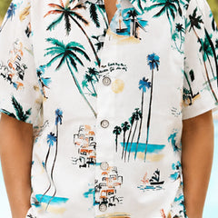 Boys White Printed Party Shirt