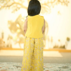 back view of yellow co-ord set for girls 