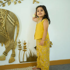 wedding wear yellow co-ord set for girls 