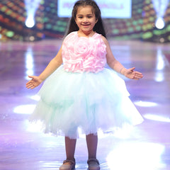 girl in a colorful birthday frock