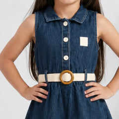 Stylish Girls Blue Denim Dress For Party