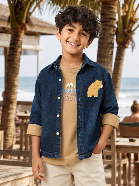 Boys Blue Denim Shirt For Party