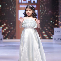 pista green beautiful full length gown for girls 