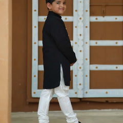 Full-sleeve achkan and white kurta pyjama for kids, formal wear Jaipur