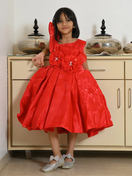 Asymmetric neck birthday frock for girls, best children’s wear shop in Jaipur