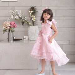 Designer pink party wear frock for girls, best kids clothing store Jaipur