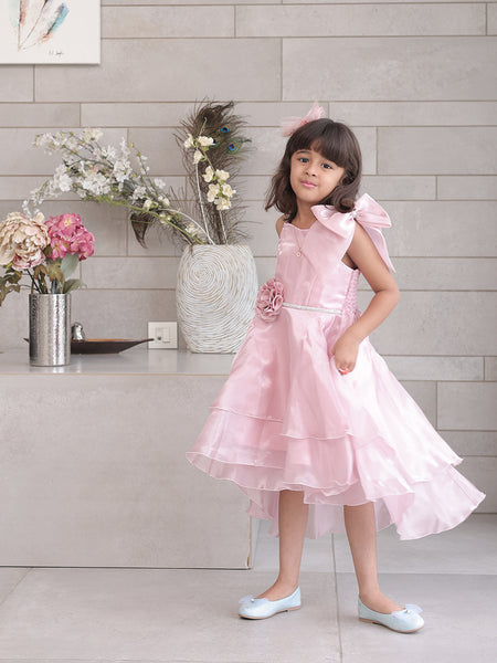 Designer pink party wear frock for girls, best kids clothing store Jaipur