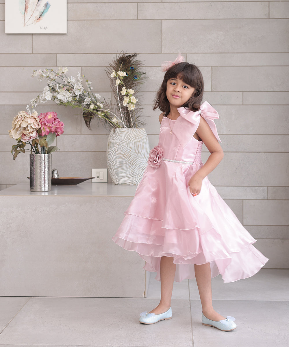 Designer pink party wear frock for girls, best kids clothing store Jaipur