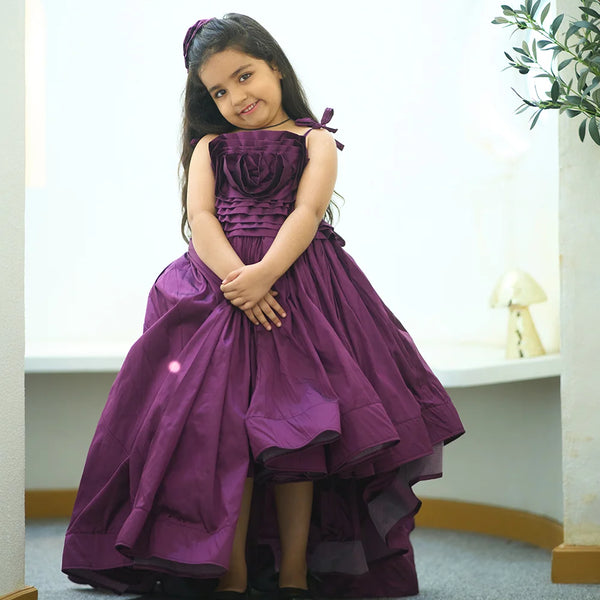 Designer birthday party gown for girls, floral detailing, Jaipur boutique