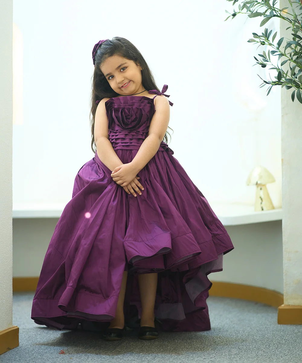 Designer birthday party gown for girls, floral detailing, Jaipur boutique