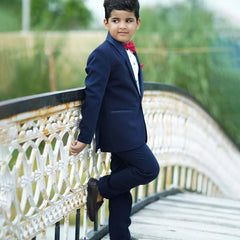 Kids navy blue coat suit formalwear for weddings Jaipur designer boutique