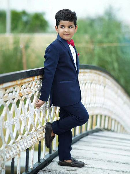 Kids navy blue coat suit formalwear for weddings Jaipur designer boutique