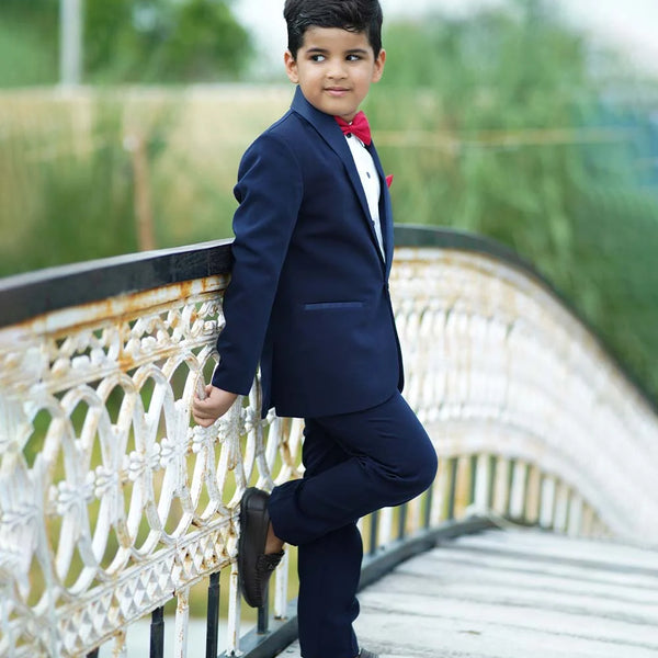 Kids navy blue coat suit formalwear for weddings Jaipur designer boutique