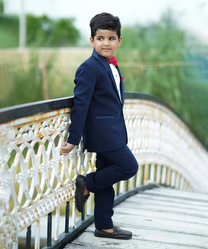 Kids navy blue coat suit formalwear for weddings Jaipur designer boutique