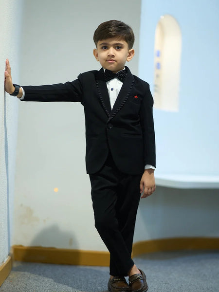 Full sleeve boys coat suit set, white pin-tuck shirt, Jaipur wedding look
