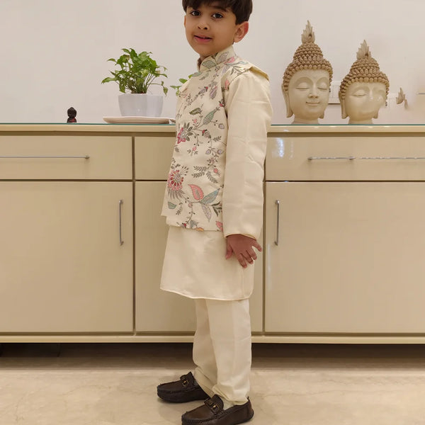 Designer ethnic kurta pyjama with jacket for boys, top Jaipur kids store