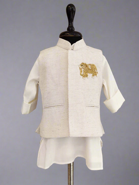 Rakhi special boys kurta pyjama set with elephant logo, Jaipur kidswear showroom