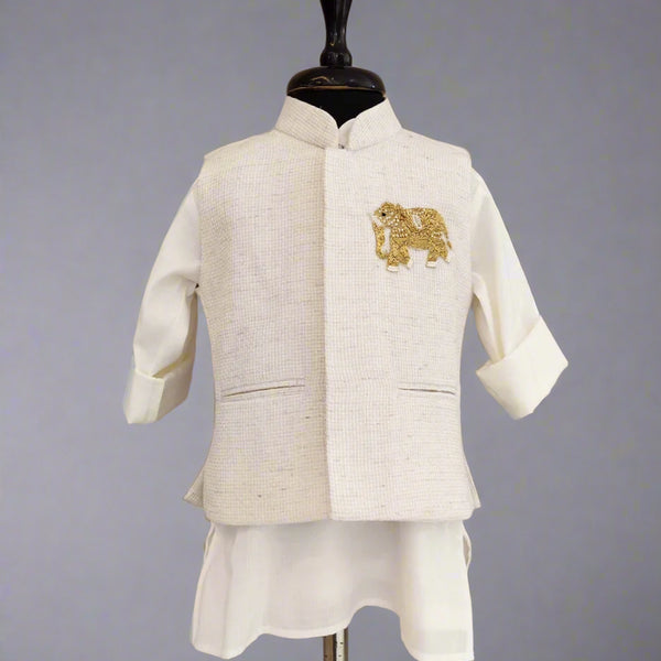 Rakhi special boys kurta pyjama set with elephant logo, Jaipur kidswear showroom