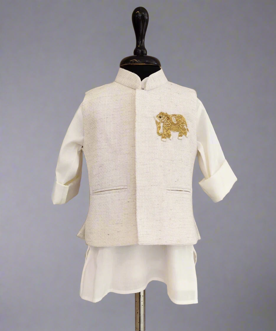 Rakhi special boys kurta pyjama set with elephant logo, Jaipur kidswear showroom