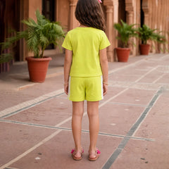 Designer girls Co-Ord Set with stripe shorts for vacation wear