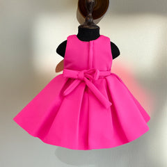 Sleeveless pink party frock for girls, kids clothing store in Jaipur