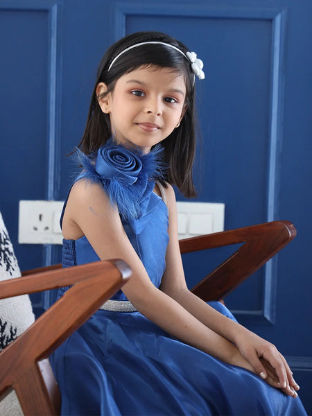 navy blue long gown for girls 