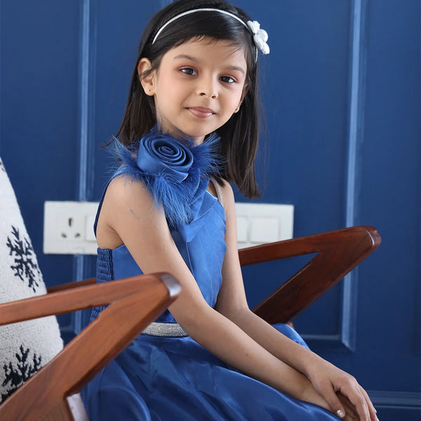 navy blue long gown for girls 