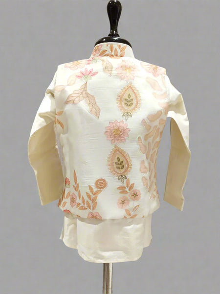 Classic cotton kurta pyjama with jacket for boys, Jaipur kidswear showroom