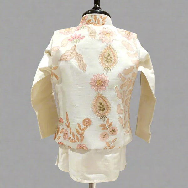 Classic cotton kurta pyjama with jacket for boys, Jaipur kidswear showroom