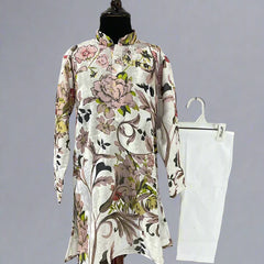 Festive floral print kurta pyjama for boys, Jaipur kidswear showroom