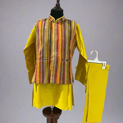 Designer mustard kurta pyjama for boys, best children’s wear shop Jaipur