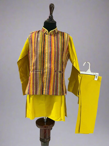 Designer mustard kurta pyjama for boys, best children’s wear shop Jaipur