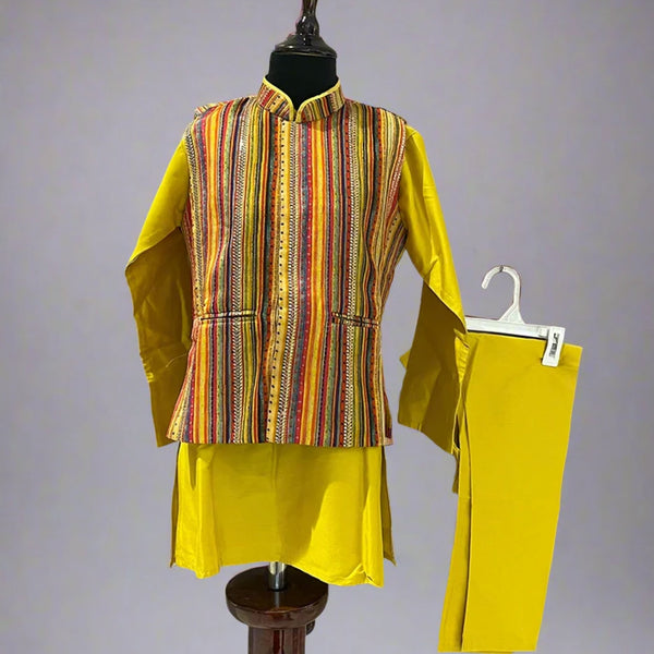 Designer mustard kurta pyjama for boys, best children’s wear shop Jaipur
