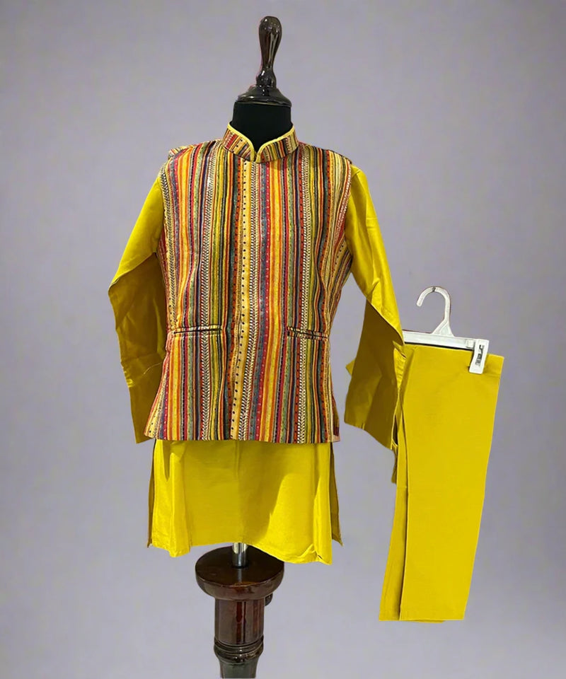 Designer mustard kurta pyjama for boys, best children’s wear shop Jaipur