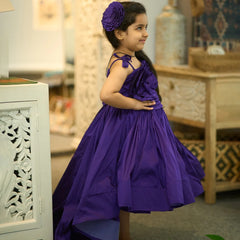 Designer party wear gown for girls, strappy neck and high-low hem, Jaipur