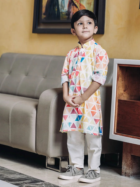Full-sleeved knee-length kurta pyjama for boys, latest Jaipur party style