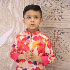 Kids kurta pyjama multicolor, band collar, full sleeve, Jaipur collection