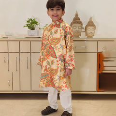 Designer boys kurta pyjama in multicolor print, best children’s wear shop Jaipur