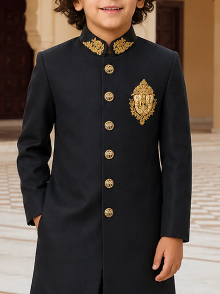 Black Indo Western Boys Sherwani Jaipur