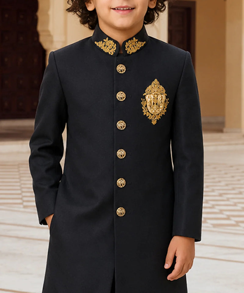 Black Indo Western Boys Sherwani Jaipur