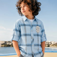 Boys Blue Check Shirt