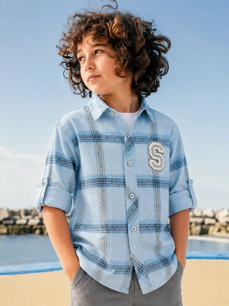Boys Blue Check Shirt