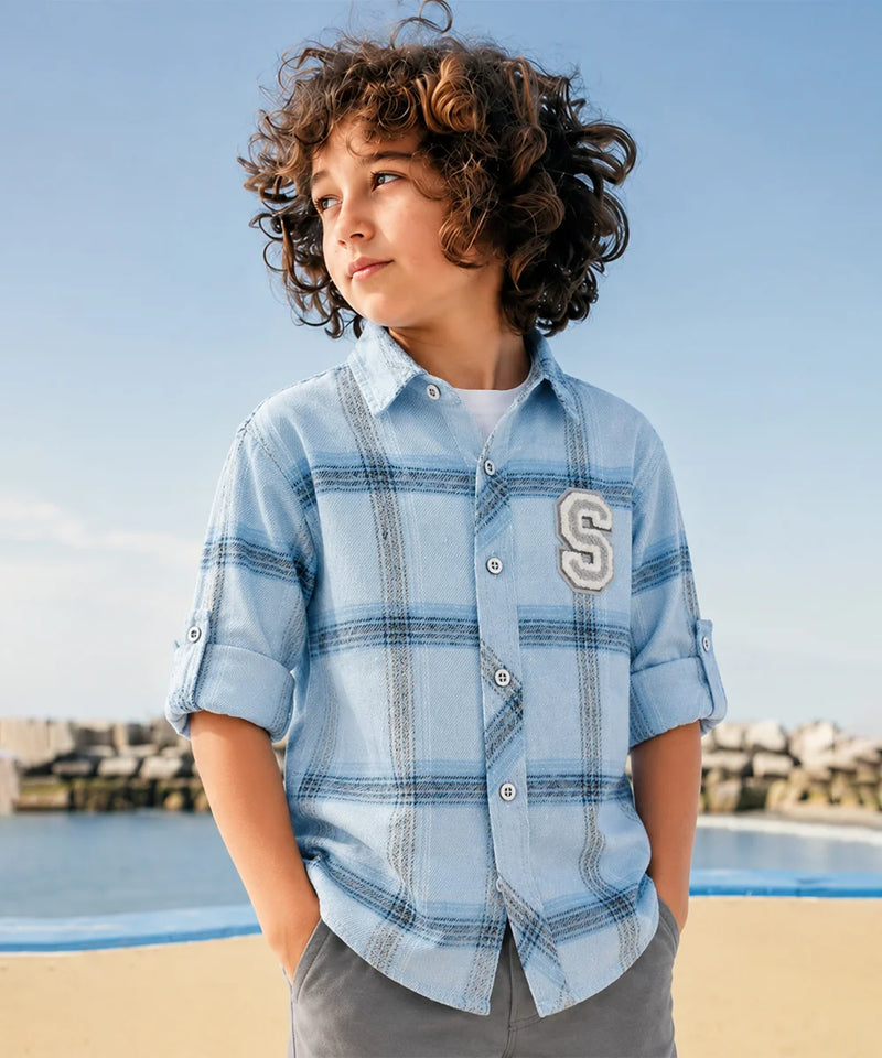 Boys Blue Check Shirt