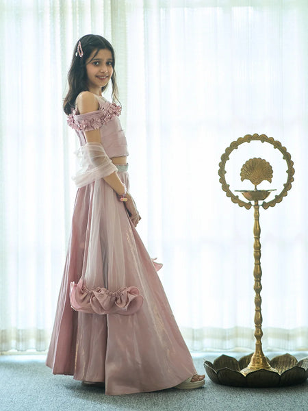 Readymade indo western lehenga choli for girls in Jaipur with floral details, age 4–14 years