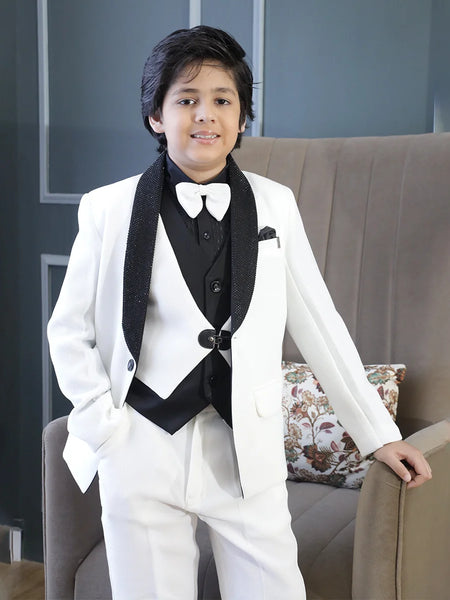 Kids designer white coat suit for parties and weddings Jaipur