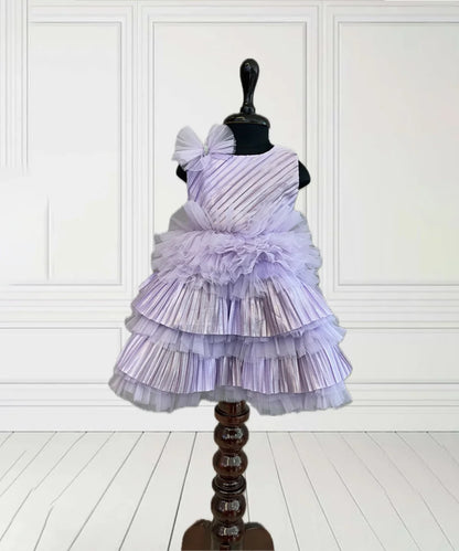 Purple Coloured Frilly Frock for Girls for Party