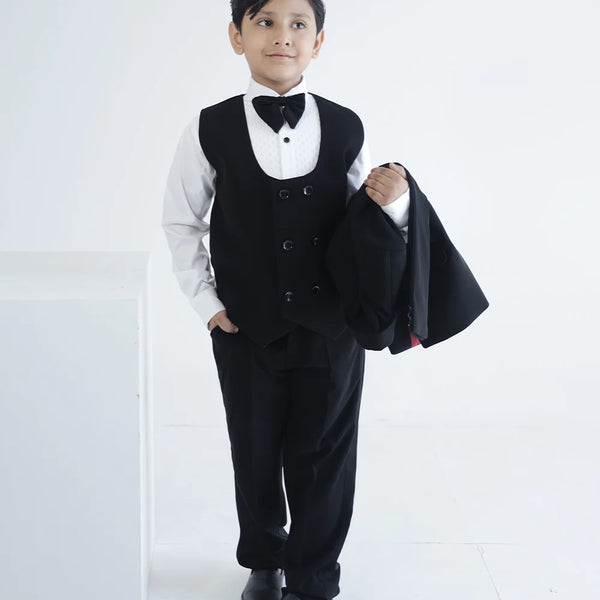 black 3 piece coat suit set for boys