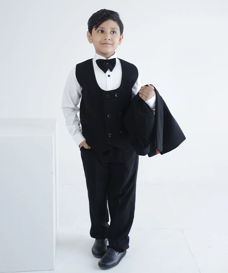 black 3 piece coat suit set for boys