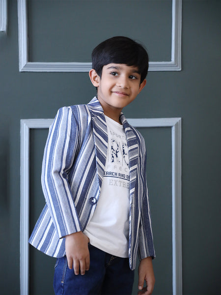 wedding wear blue blazer set for boys 