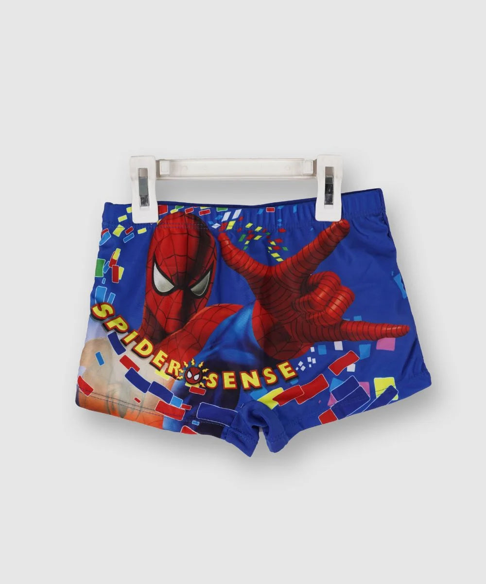  It is blue Colored Spider-Man printed swim shorts with an elasticated waist perfect for boy kid.